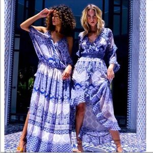 MISA Los Angeles Farah Maxi Dress Majorelle Mixed Tile